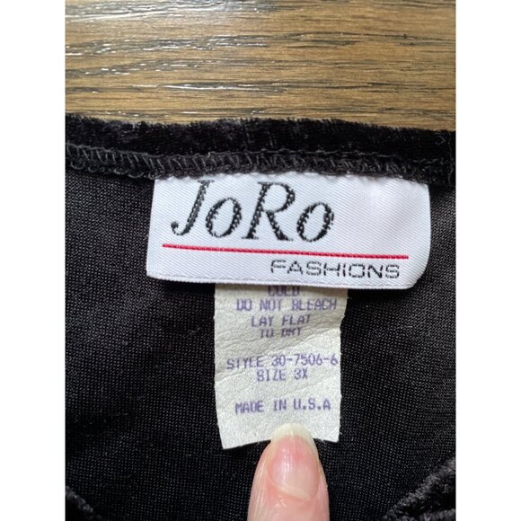 JoRo Fashions Women's 3X Crushed Velvet Black Long Sleeve Top Whimsigoth - Picture 2 of 7